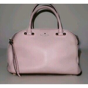 Kate Spade Blush Pink Pebbled Leather Double Handle Satchel Bag Detachable Strap